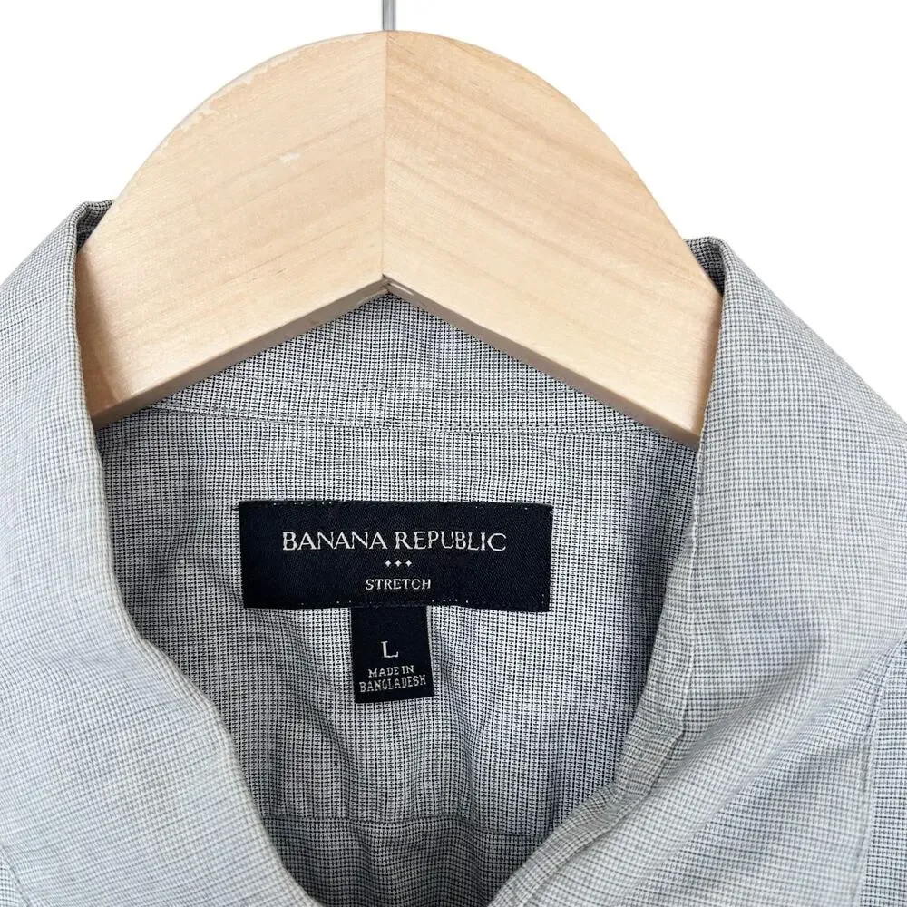 Banana Republic Gray Short Sleeve Button Down Sz L
